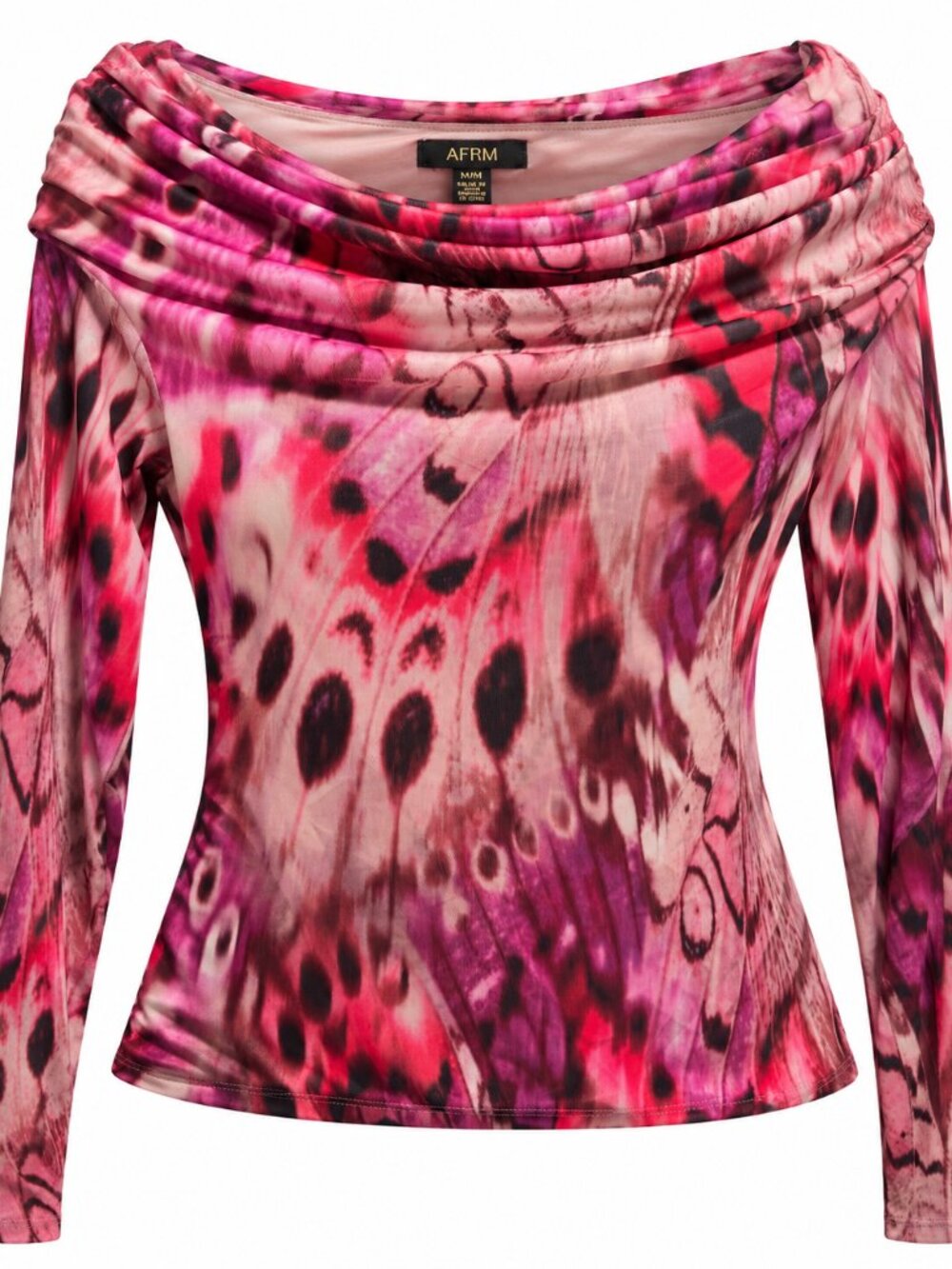 AFRM Women’s Abstract Print Cowl Neck Long Sleeve Top – Size Medium